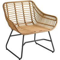 Fauteuil lounge d'extérieur Tomeo Bambus-Look VEGA; 81x73x82 cm (lxPxH); Assise brun clair, Structure noir