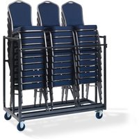 Carrello di trasporto per sedie impilabili, per un massimo di 30 sedie impilabili Feros; 95x64x169 cm (LxPxH); nero/argento