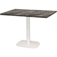 Table Round rectangulaire pied blanc - décor pierre RestooTab; 120x70x75 cm (LxlxH); Plateau noir/brun/marbré, Structure blanc; rectangulaire