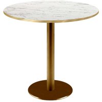Table Rome ronde pied doré - chant couleur laiton RestooTab; 75x70 cm (HxØ); Plateau blanc/marbré/laiton, Structure laiton; rond(e)