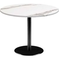 Table Rome XL ronde - décor pierre ou marbre RestooTab; 75x120 cm (HxØ); Plateau blanc/gris/marbré, Structure noir; rond(e)