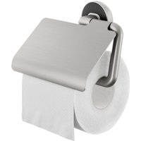 Porte-rouleau papier toilette avec rabat Cooper inox brossé/noir TIGER; 4.1x12.3x4.1 cm (LxHxP); argenté/noir