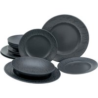 Set assiettes 12 pièces Ardoise CreaTable; noir