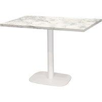 Table Round rectangulaire pied blanc - décors bois & pierres RestooTab; 120x70x75 cm (LxlxH); gris clair/laiton/marbré; rectangulaire