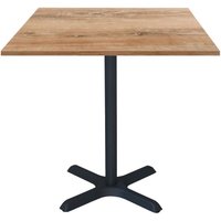 Table Dina carrée - décor bois ou uni RestooTab; 70x70x74 cm (LxlxH); Plateau chêne vieilli, Structure noir; carré(e)