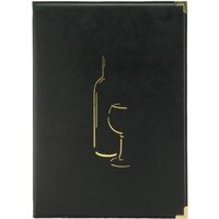 Carte des boissons A4 Classic - Noir - Simili-cuir - 4 vues Securit; 24x34 cm (lxH); noir