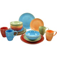 CreaTable Collezione Natura - Servizio combinato da 16 pezzi; blu/verde/arancione/rosso