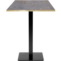 Mange-debout Milan carré - chant couleur laiton RestooTab; 60x60x113 cm (LxlxH); Plateau métal vieilli, Structure noir; carré(e)