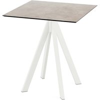 Tavolo da esterno Infinity bianco con telaio + HPL quadrato Feros; 70x70x73.2 cm (LxLxH); sabbia; quadrata