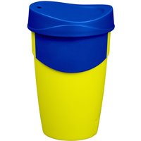 bicchiere to-go in plastica helios; 400 ml, 13.7 cm (H); blu/giallo; 0.4 l Segno di riempimento