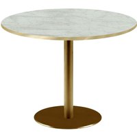 RestooTab Table Rome XL ronde pied doré - décors pierres & chants laiton; 75x120 cm (HxØ); beige/brun/laiton; rond(e)