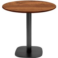 Table Round ronde - décor pierre ou bois RestooTab; 75x70 cm (HxØ); Plateau chêne teinté wengé, Structure noir; rond(e)
