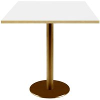 Table Rome carrée pied doré - chant couleur laiton RestooTab; 70x70x75 cm (LxlxH); Plateau blanc/laiton, Structure laiton; carré(e)