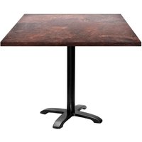 Table Bazila carrée - décor pierre RestooTab; 90x90x74 cm (LxlxH); Plateau métal effet rouillé/brun, Structure noir; carré(e)