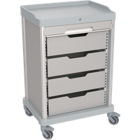 Carrello minibar con serranda e 4 cassetti QUATRO; 72x110 cm (LxH); grigio