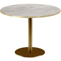RestooTab Table Rome XL ronde pied doré - décors pierres & chants laiton; 75x120 cm (HxØ); beige/gris/laiton; rond(e)