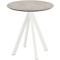 Tavolo da esterno Infinity bianco con telaio + HPL rotondo Feros; 73.2x70 cm (HxØ); sabbia; rotonda