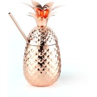 Bicchiere da cocktail a forma di ananas con coperchio e cannuccia, acciaio inossidabile, color rame, 0,475 litri Stalgast; 9.6x20.5 cm (ØxH); rame