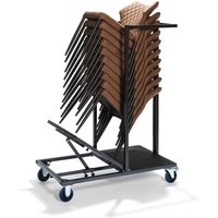 Carrello di trasporto sedie, carrello di trasporto universale per tutte le sedie impilabili e gli sgabelli da bar Feros; 120x60x150 cm (LxPxH); bianco