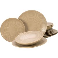Set assiettes 12 pièces Lava Stone Sand CreaTable; sable