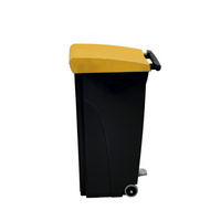 Pattumiera salvaspazio con pedale QUATRO; 70000 ml, 43x81x32 cm (LxHxP); nero/giallo; rettangolare