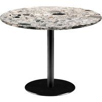 Table Rome XL ronde - décor pierre ou marbre RestooTab; 75x120 cm (HxØ); Plateau gris/terrazzo, Structure noir; rond(e)