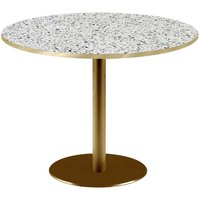 RestooTab Table Rome XL ronde pied doré - décors pierres & chants laiton; 75x120 cm (HxØ); blanc/terrazzo/laiton; rond(e)
