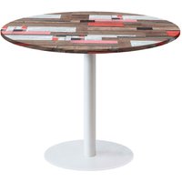 Table Rome XL ronde pied blanc - décor bois RestooTab; 120x120x75x120 cm (LxlxHxØ); multicolore; Structure noir; rond(e)