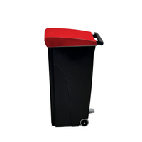 Poubelle à pédale compacte avec couvercle rouge QUATRO; 70 l, 43x81x32 cm (lxHxP); noir/rouge; rectangulaire