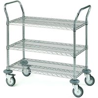 Robusto carrello di trasporto a tre ripiani 90 x 45 QUATRO; 152x45x109 cm (LxPxH); argento