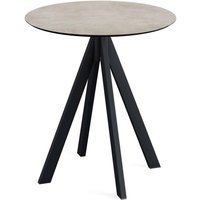 Tavolo da esterno Infinity con struttura nera + HPL rotondo Feros; 73.2x70 cm (HxØ); sabbia; rotonda