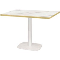Table Round rectangulaire pied blanc - décor pierre RestooTab; 120x70x75 cm (LxlxH); Plateau blanc, Structure blanc; rectangulaire