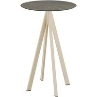 Tavolo alto Infinity sabbia con telaio + HPL rotondo Feros; 109.2x70 cm (HxØ); marrone; rotonda