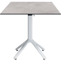 Table pliable Nemo blanche pour intérieur/extérieur 70x70 RestooTab; 70x70x74 cm (LxlxH); Plateau gris clair, Structure blanc; carré(e)