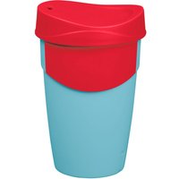 bicchiere to-go in plastica helios; 400 ml, 13.7 cm (H); blu chiaro/rosso; 0.4 l Segno di riempimento