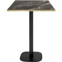 Mange-debout Round carré - chant couleur laiton RestooTab; 60x60x113 cm (LxlxH); Plateau noir/brun/laiton, Structure noir; carré(e)