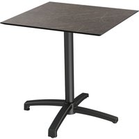 Tavolo da esterno X Cross nero con telaio + HPL quadrato Feros; 74 cm (H); marrone; quadrata