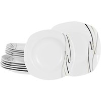 Set assiettes 12 pièces Amélie Piazza CreaTable; blanc
