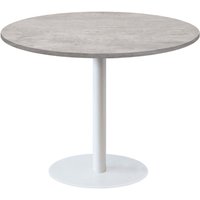 Table Rome XL ronde pied blanc - décor pierre RestooTab; 120x120x75x120 cm (LxlxHxØ); gris/effet béton; Structure noir; rond(e)