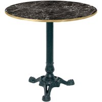 Table Bistrot ronde - chant couleur laiton RestooTab; 70x70x75x70 cm (LxlxHxØ); noir/marbré/laiton; Structure noir; rond(e)