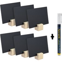 Lot de 6 supports en bois et 6 ardoises - feutre-craie inclus Securit; 10x7.5 cm (lxH); brun