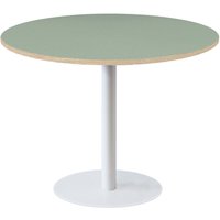Table Rome XL ronde pied blanc - décors unis RestooTab; 75x120 cm (HxØ); vert clair/brun; rond(e)