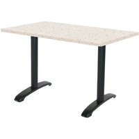 Table Bazila rectangulaire - décor pierre ou bois RestooTab; 160x80x74 cm (LxlxH); Plateau terrazzo, Structure noir; rectangulaire