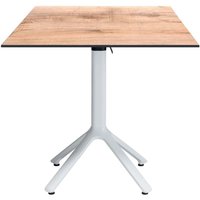 Table pliable Nemo blanche pour intérieur/extérieur 70x70 RestooTab; 70x70x74 cm (LxlxH); Plateau chêne/brun clair, Structure blanc; carré(e)