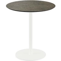 Tavolo da esterno Urban con struttura bianca + piano rotondo in HPL Feros; 73.2x70 cm (HxØ); marrone; rotonda