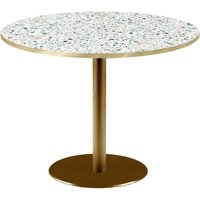 RestooTab Table Rome XL ronde pied doré - décors pierres & chants laiton; 75x120 cm (HxØ); multicolore/terrazzo/laiton; rond(e)