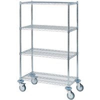 Robusto carrello di trasporto a quattro ripiani 90 x 60 QUATRO; 122x61x175 cm (LxPxH); argento