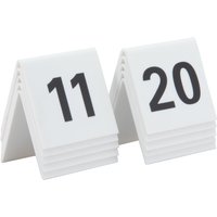 Lot de 10 Numéros de table de 11-20 - Acrylique blanc avec chiffres noirs Securit; 5x5 cm (lxH); blanc