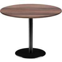 Table Rome XL ronde - décor bois RestooTab; 75x120 cm (HxØ); Plateau chêne fumé, Structure noir; rond(e)