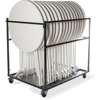 Carrello di trasporto per tavoli alti grande, finitura martellata Feros; 127x97x120 cm (LxPxH); argento